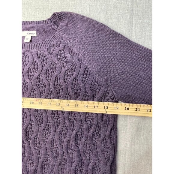 Sonoma Women's Purple Medium Cable Knit Long Sleeve Round Neck Sweater USED - Picture 4 of 7